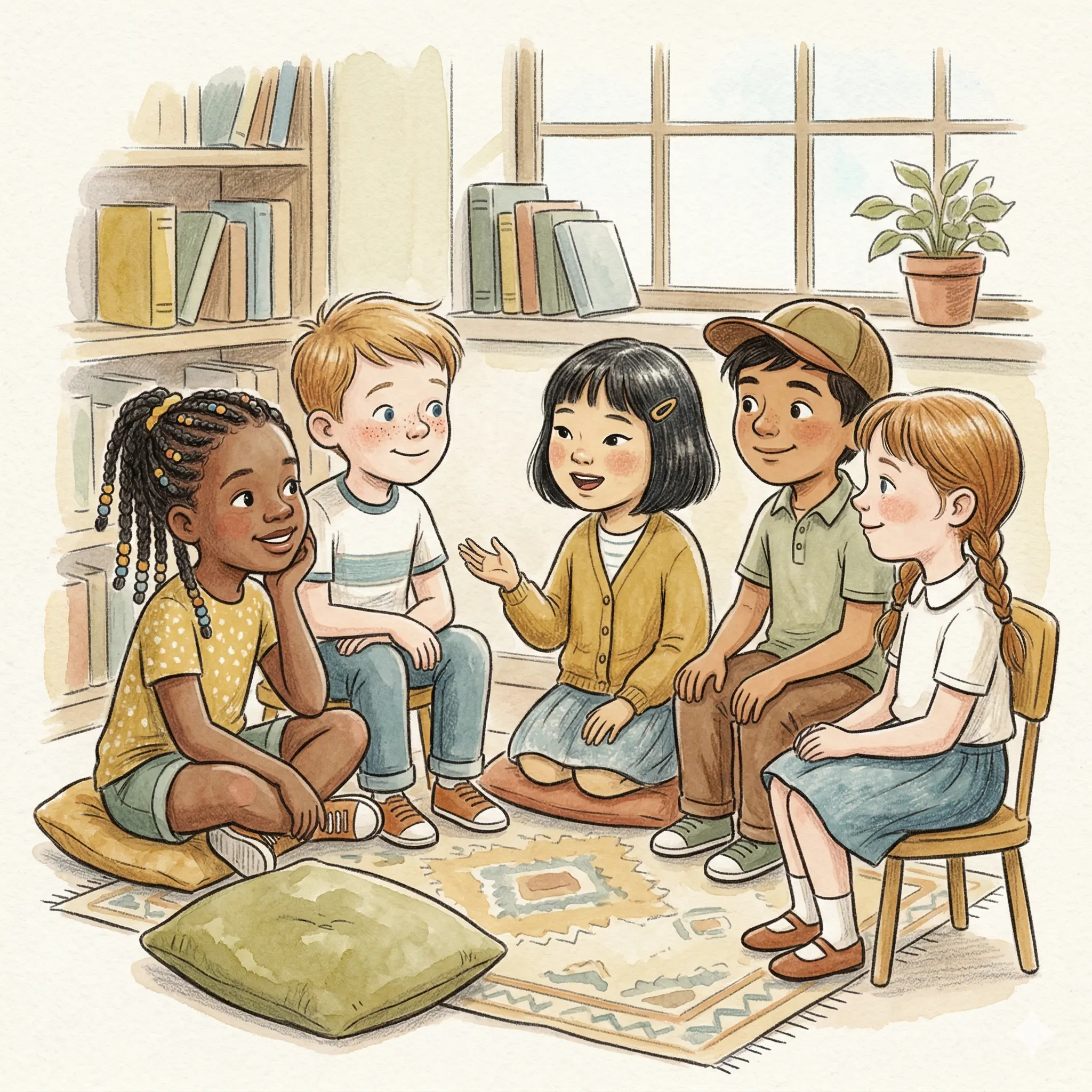 Children learning English with Daisy & Mabel in a warm, active learning scene